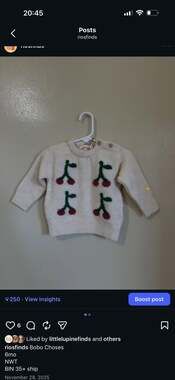 Bobo Choses Cherry Wool Blend Baby Sweater, 6M